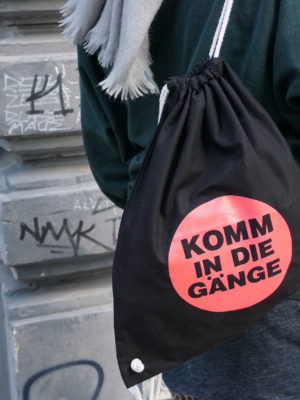 Beutel KOMM IN DIE GÄNGE pink mit Muster